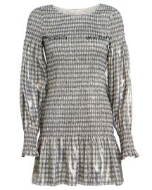 Smocked Metallic Gingham Dress at Intermix